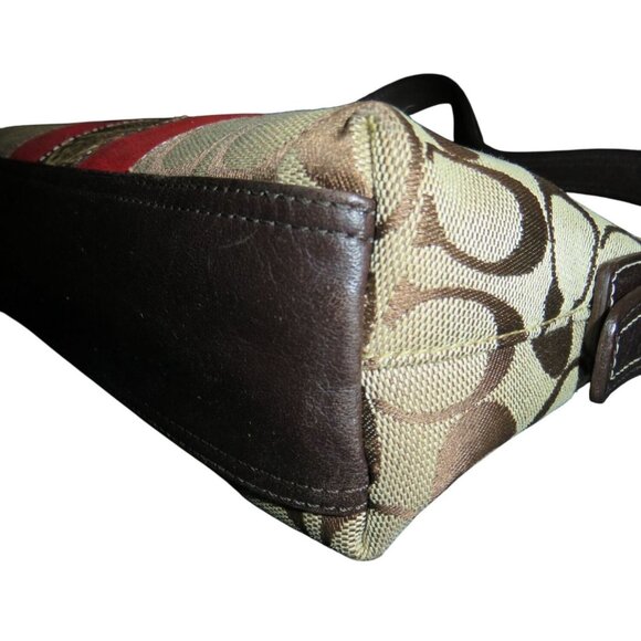 COACH 2005 Hampton Signature Jacquard Python & Suede Demi Baguette Barrel Bag - Picture 9 of 14